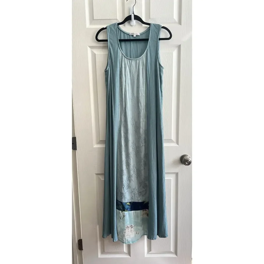 SPENCER ALEXIS Vintage 90s 2 Piece Mixed Media Maxi Dress Kaftan Sz 14 Whimsical